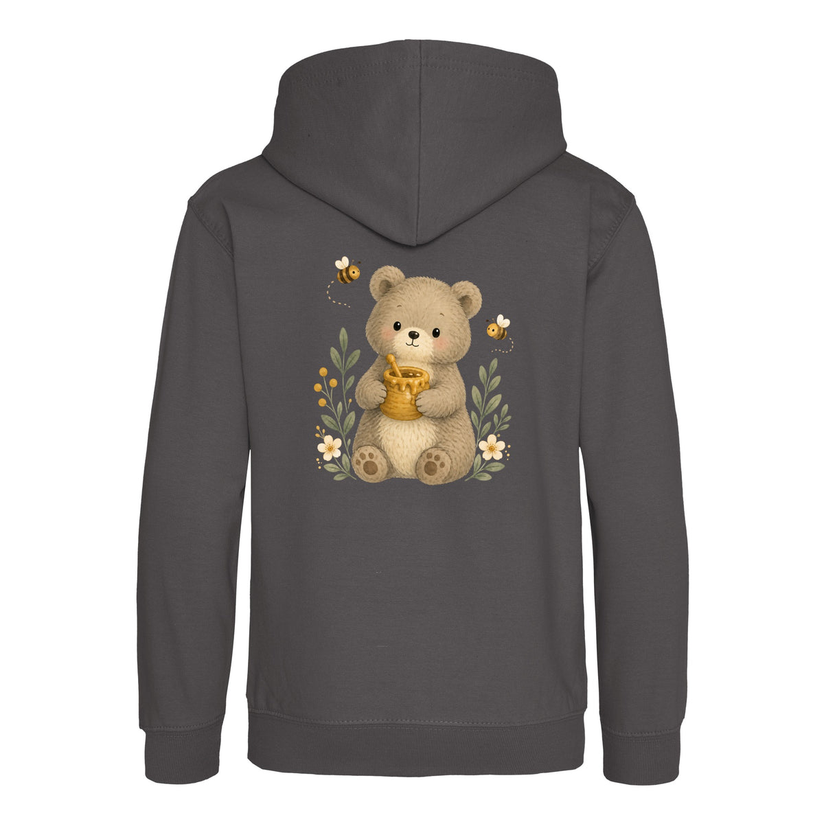 Bear and the Honey Bees Kids' Hoodie - Once Upon a Woodland Charcoal colour variant image