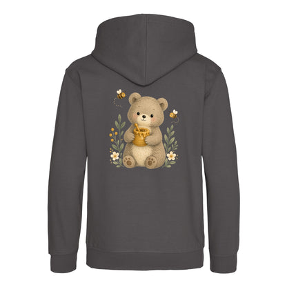 Bear and the Honey Bees Kids' Hoodie - Once Upon a Woodland Charcoal colour variant image