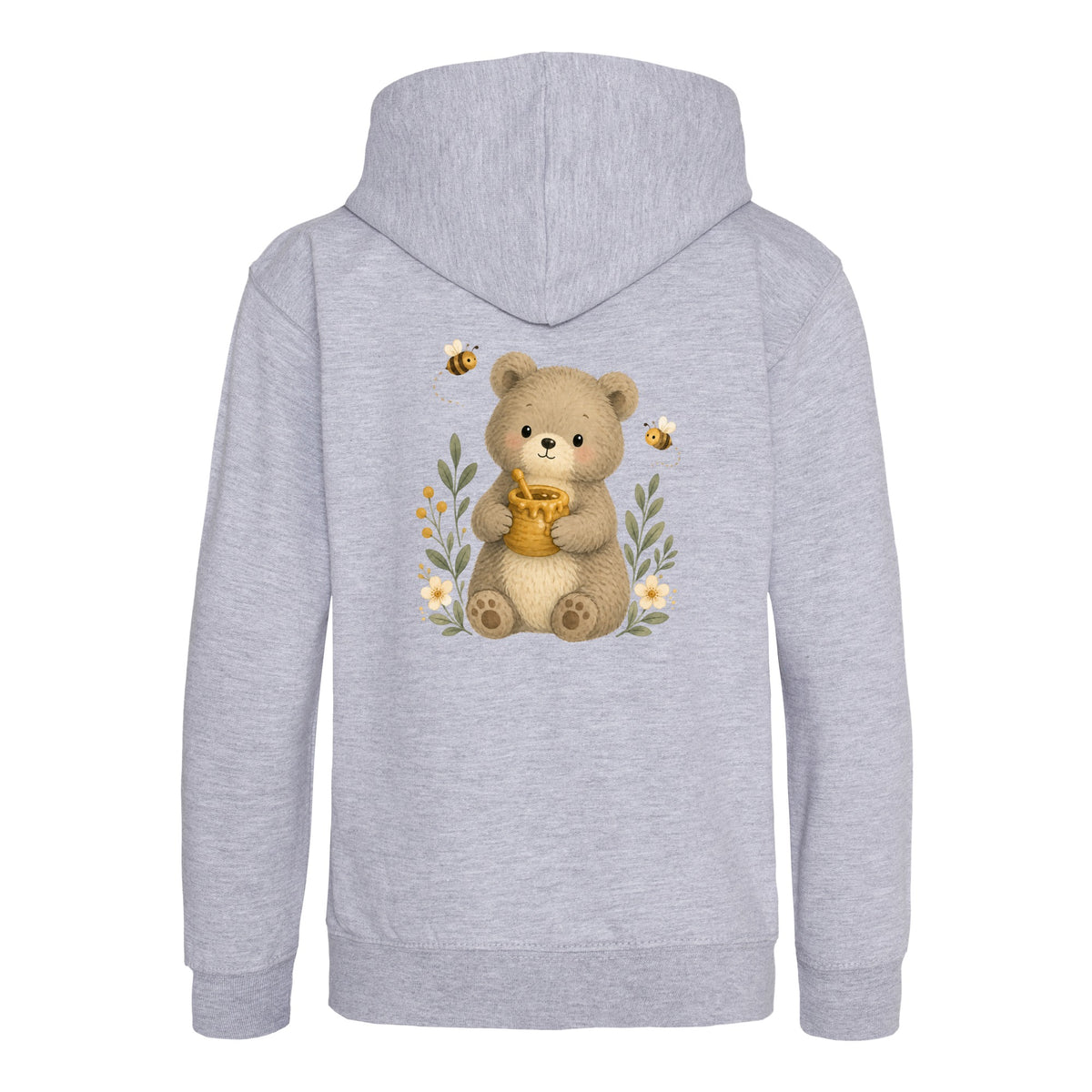 Bear and the Honey Bees Kids' Hoodie - Once Upon a Woodland Heather Grey colour variant image