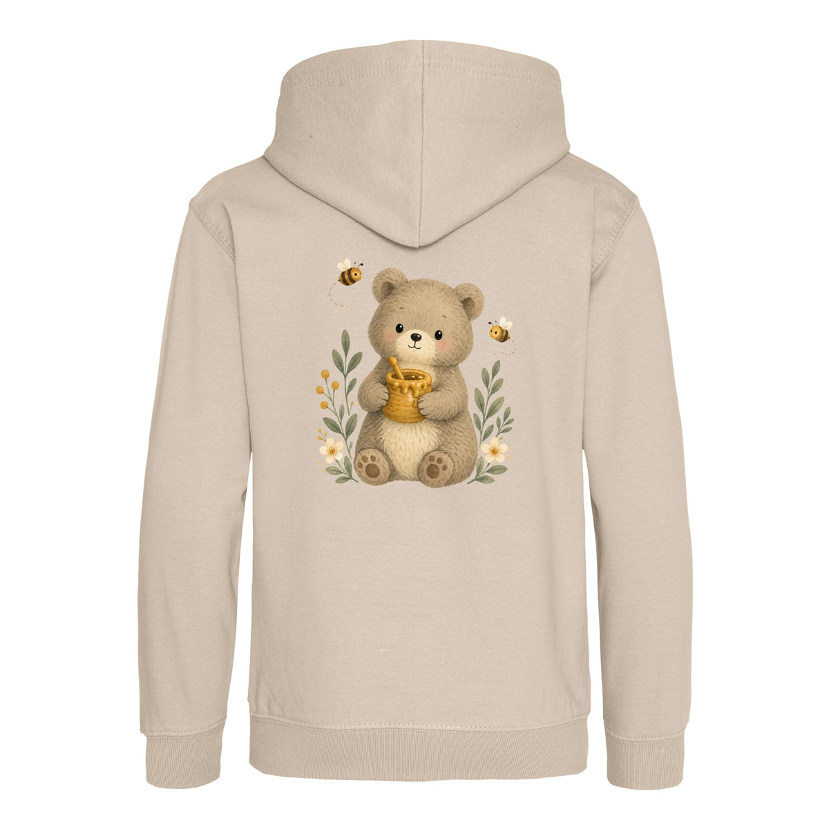 Bear and the Honey Bees Kids' Hoodie - Once Upon a Woodland Natural Stone colour variant image