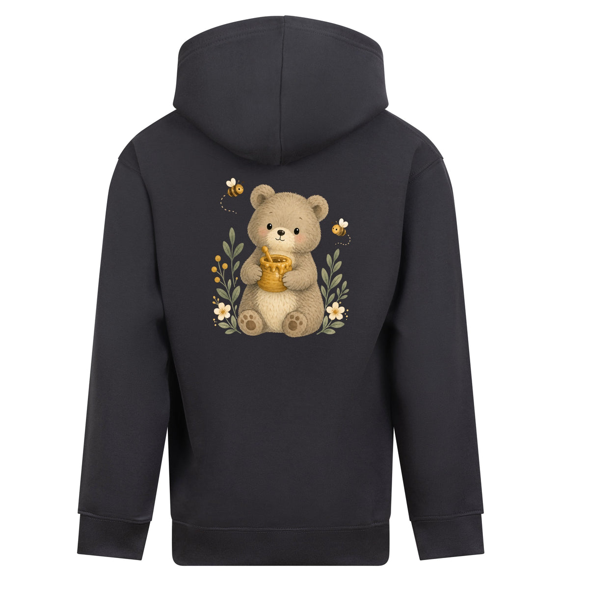 Bear and the Honey Bees Kids' Hoodie - Once Upon a Woodland Solid Charcoal colour variant image