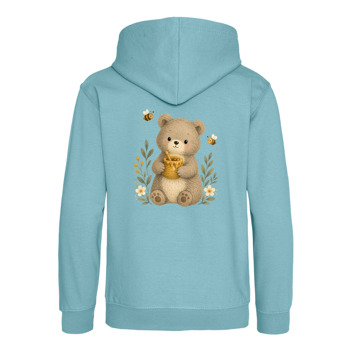 Bear and the Honey Bees Kids' Hoodie - Once Upon a Woodland Seafoam colour variant image