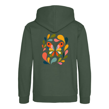Wings in Bloom Kids' Hoodie - Freeform Fauna Bottle Green colour variant image
