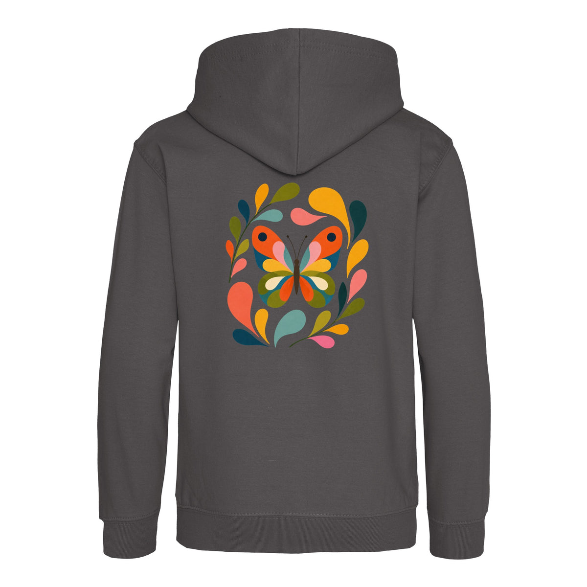 Wings in Bloom Kids' Hoodie - Freeform Fauna Charcoal colour variant image