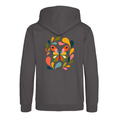 Wings in Bloom Kids' Hoodie - Freeform Fauna Charcoal colour variant image