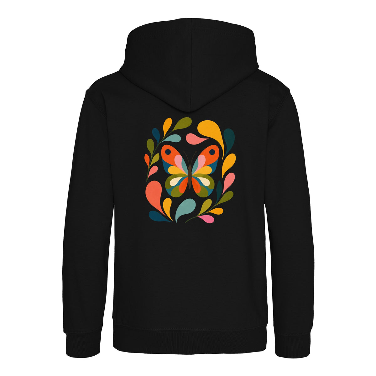 Wings in Bloom Kids' Hoodie - Freeform Fauna Deep Black colour variant image