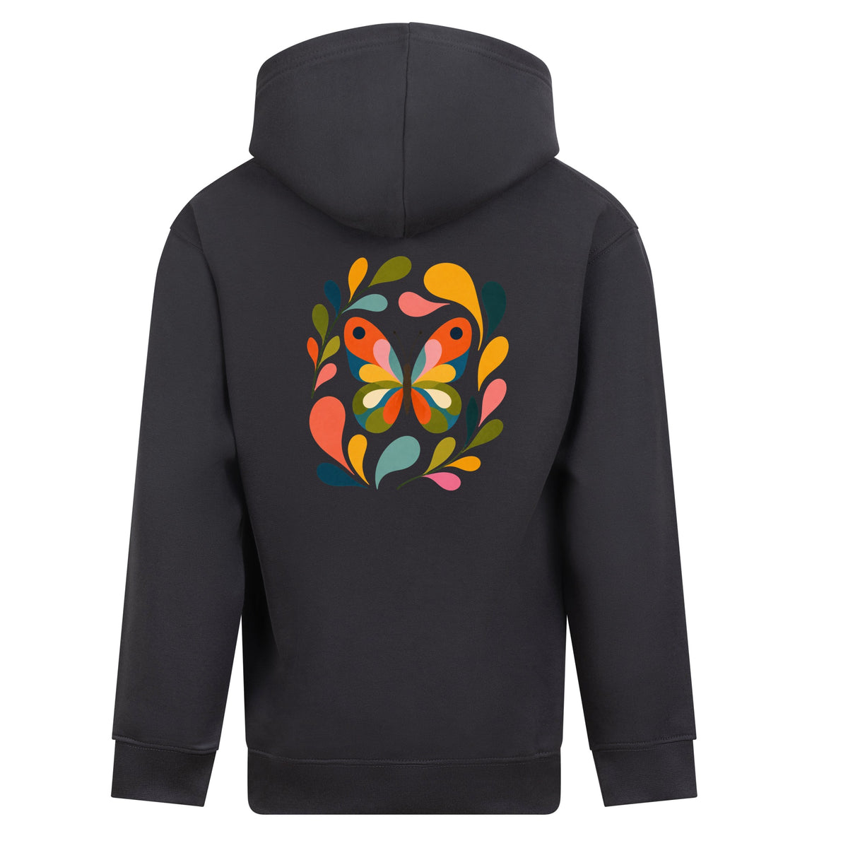 Wings in Bloom Kids' Hoodie - Freeform Fauna Solid Charcoal colour variant image