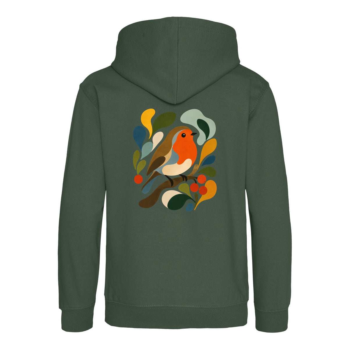 Hedgerow Harmony Kids' Hoodie - Freeform Fauna Bottle Green colour variant image