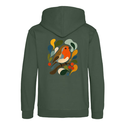 Hedgerow Harmony Kids' Hoodie - Freeform Fauna Bottle Green colour variant image