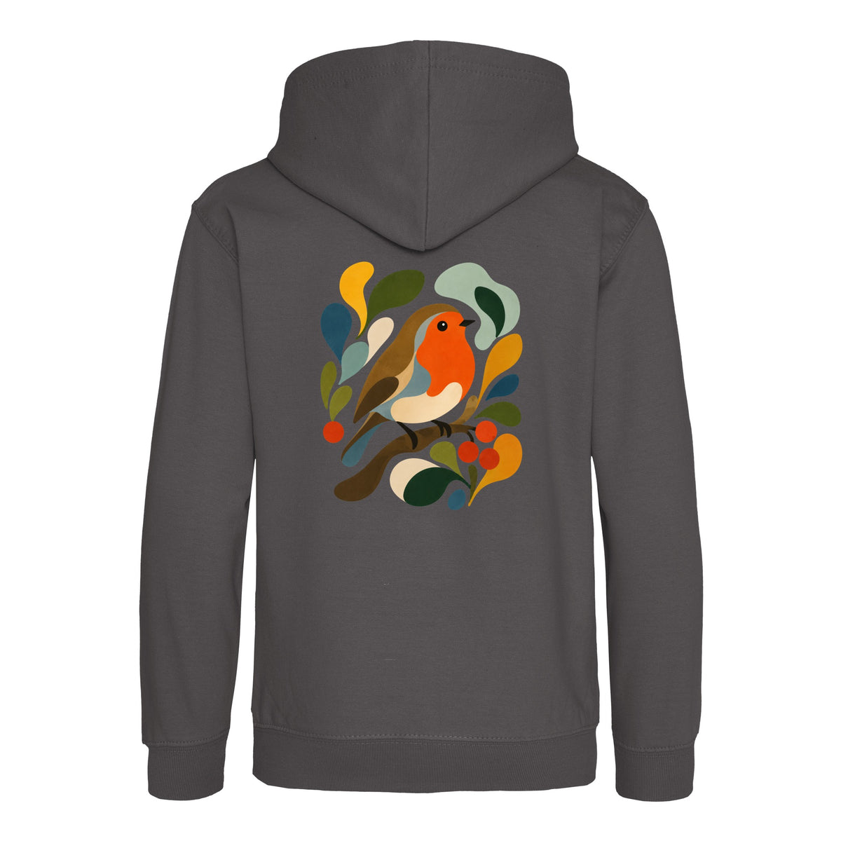 Hedgerow Harmony Kids' Hoodie - Freeform Fauna Charcoal colour variant image
