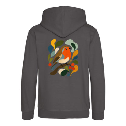 Hedgerow Harmony Kids' Hoodie - Freeform Fauna Charcoal colour variant image