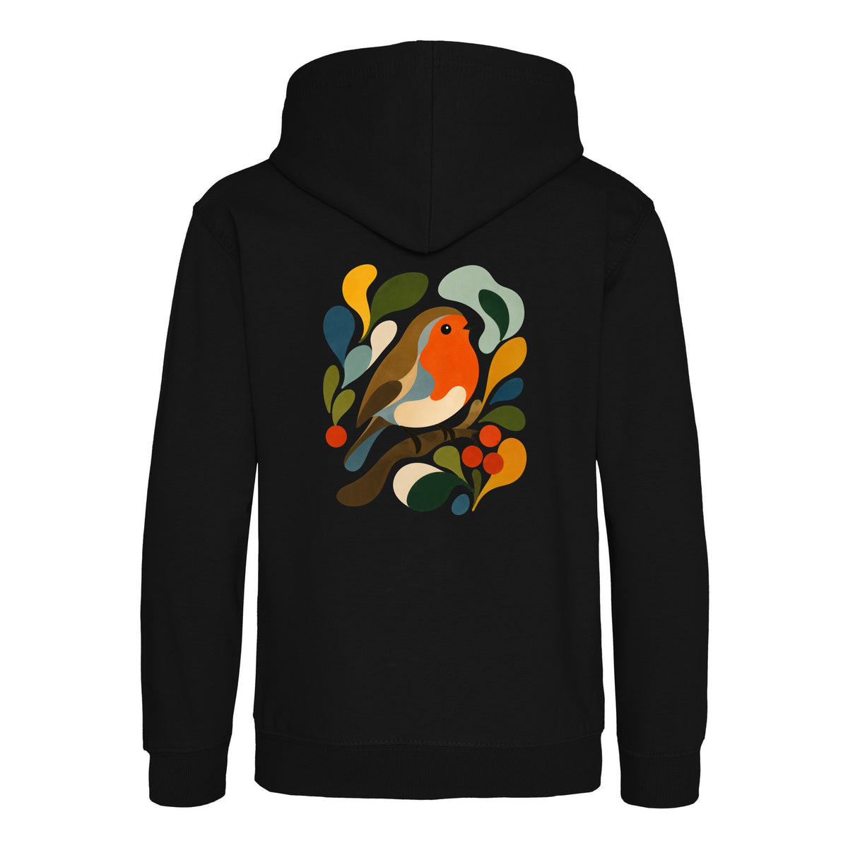 Hedgerow Harmony Kids' Hoodie - Freeform Fauna Deep Black colour variant image