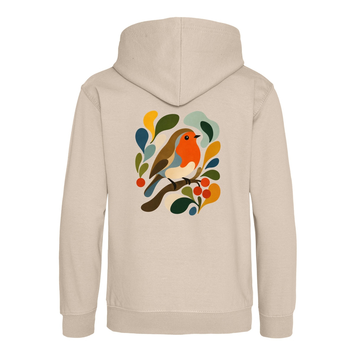 Hedgerow Harmony Kids' Hoodie - Freeform Fauna Natural Stone colour variant image