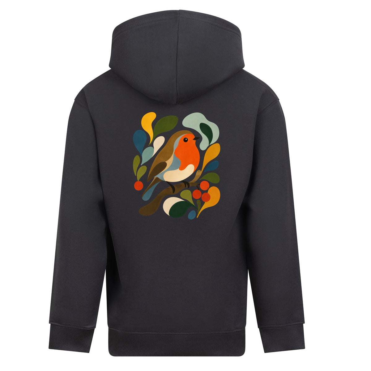Hedgerow Harmony Kids' Hoodie - Freeform Fauna Solid Charcoal colour variant image
