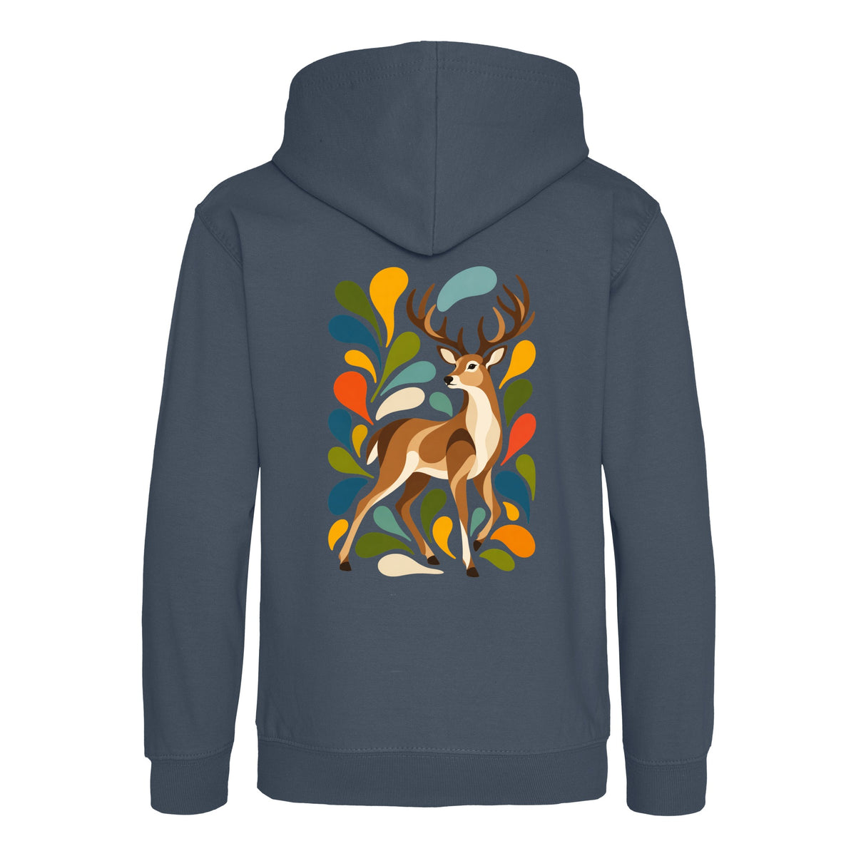 Woodland Majesty Kids' Hoodie - Freeform Fauna Airforce Blue colour variant image