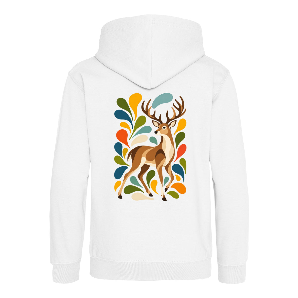 Woodland Majesty Kids' Hoodie - Freeform Fauna Arctic White colour variant image