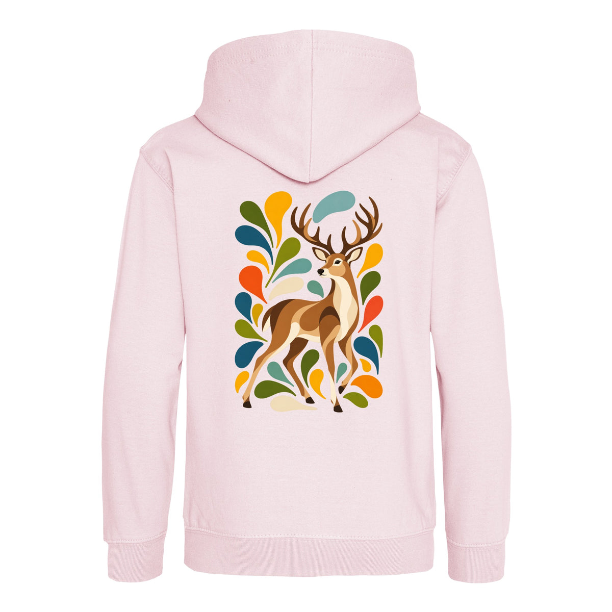 Woodland Majesty Kids' Hoodie - Freeform Fauna Baby Pink colour variant image