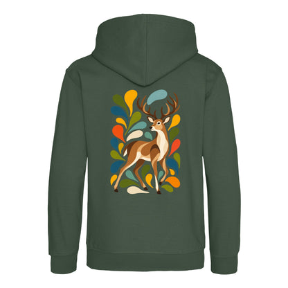 Woodland Majesty Kids' Hoodie - Freeform Fauna Bottle Green colour variant image