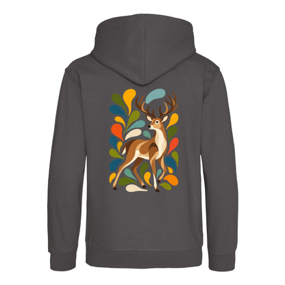 Woodland Majesty Kids' Hoodie - Freeform Fauna Charcoal colour variant image