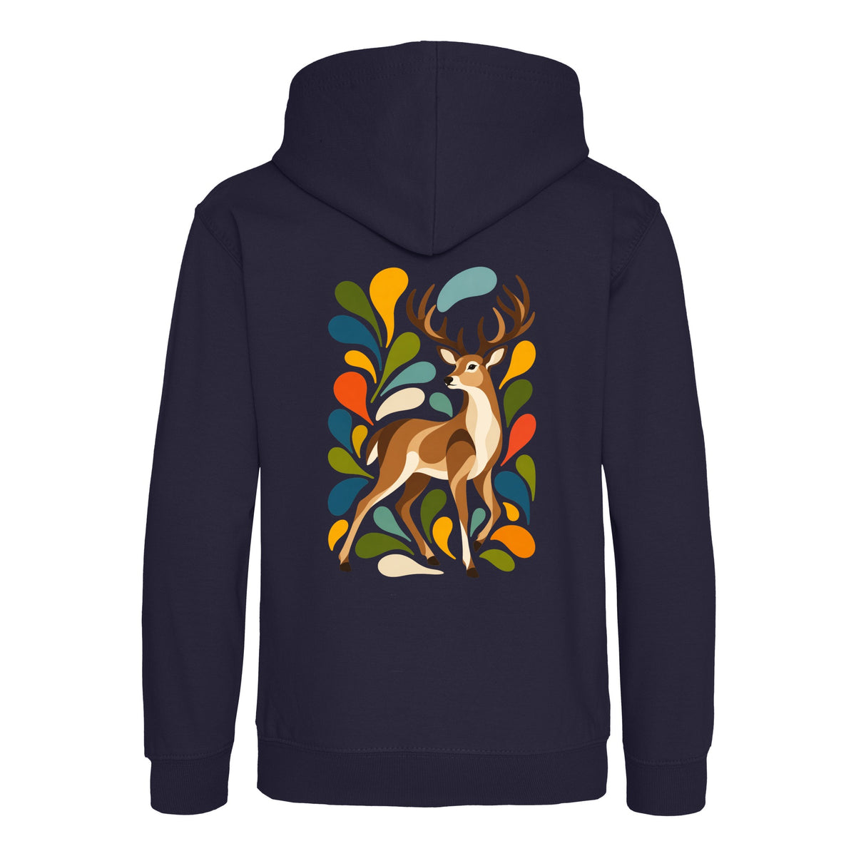 Woodland Majesty Kids' Hoodie - Freeform Fauna French Navy colour variant image