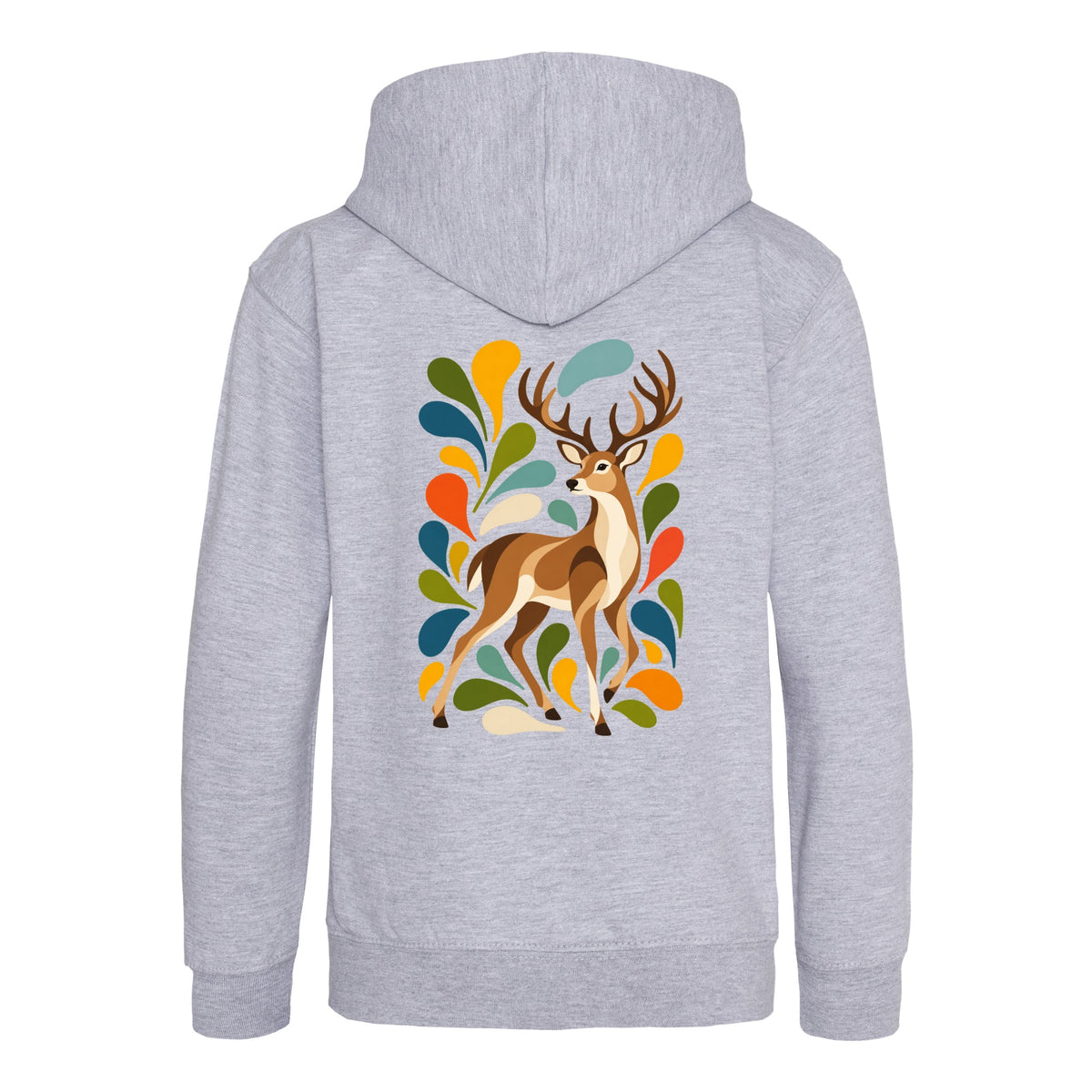 Woodland Majesty Kids' Hoodie - Freeform Fauna Heather Grey colour variant image