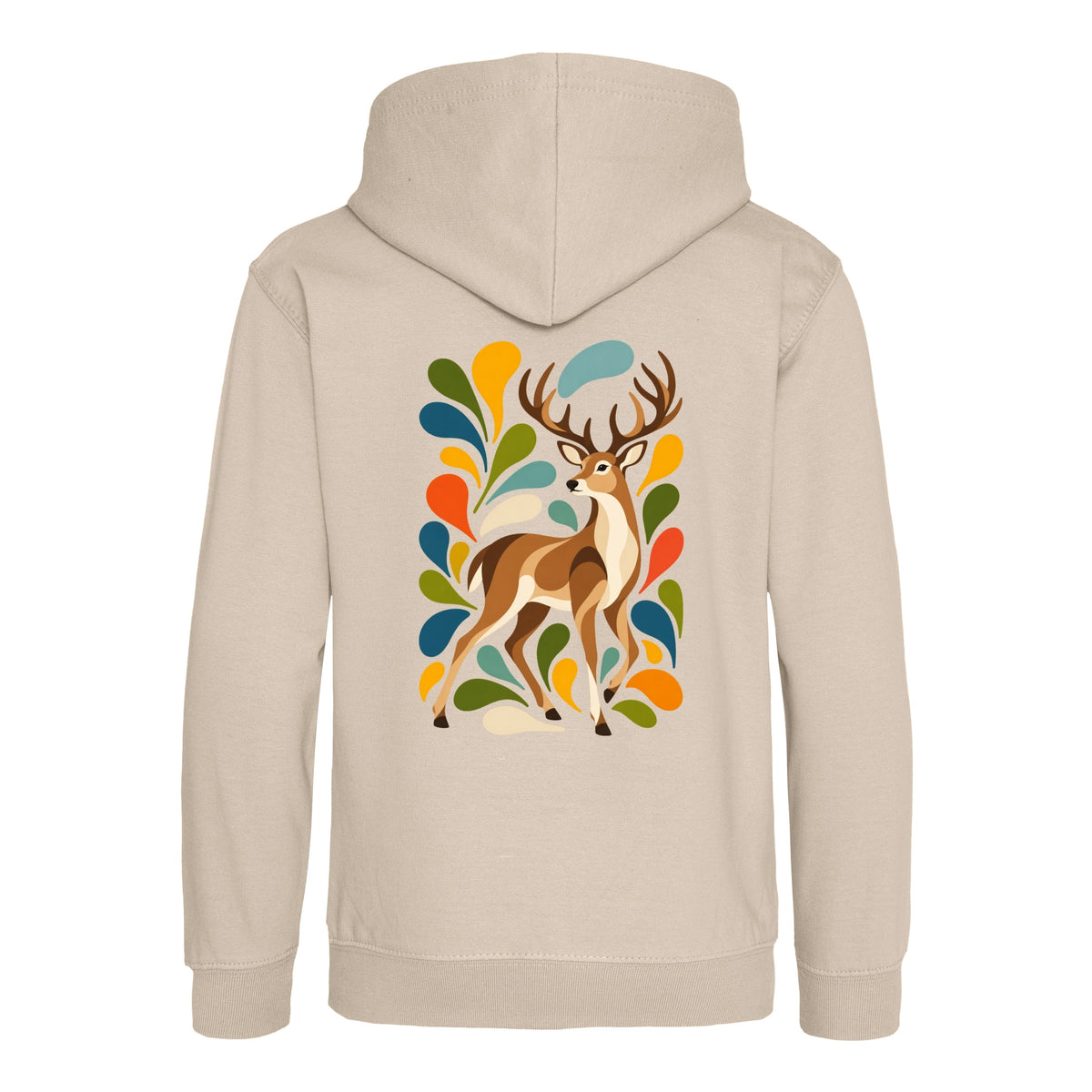 Woodland Majesty Kids' Hoodie - Freeform Fauna Natural Stone colour variant image