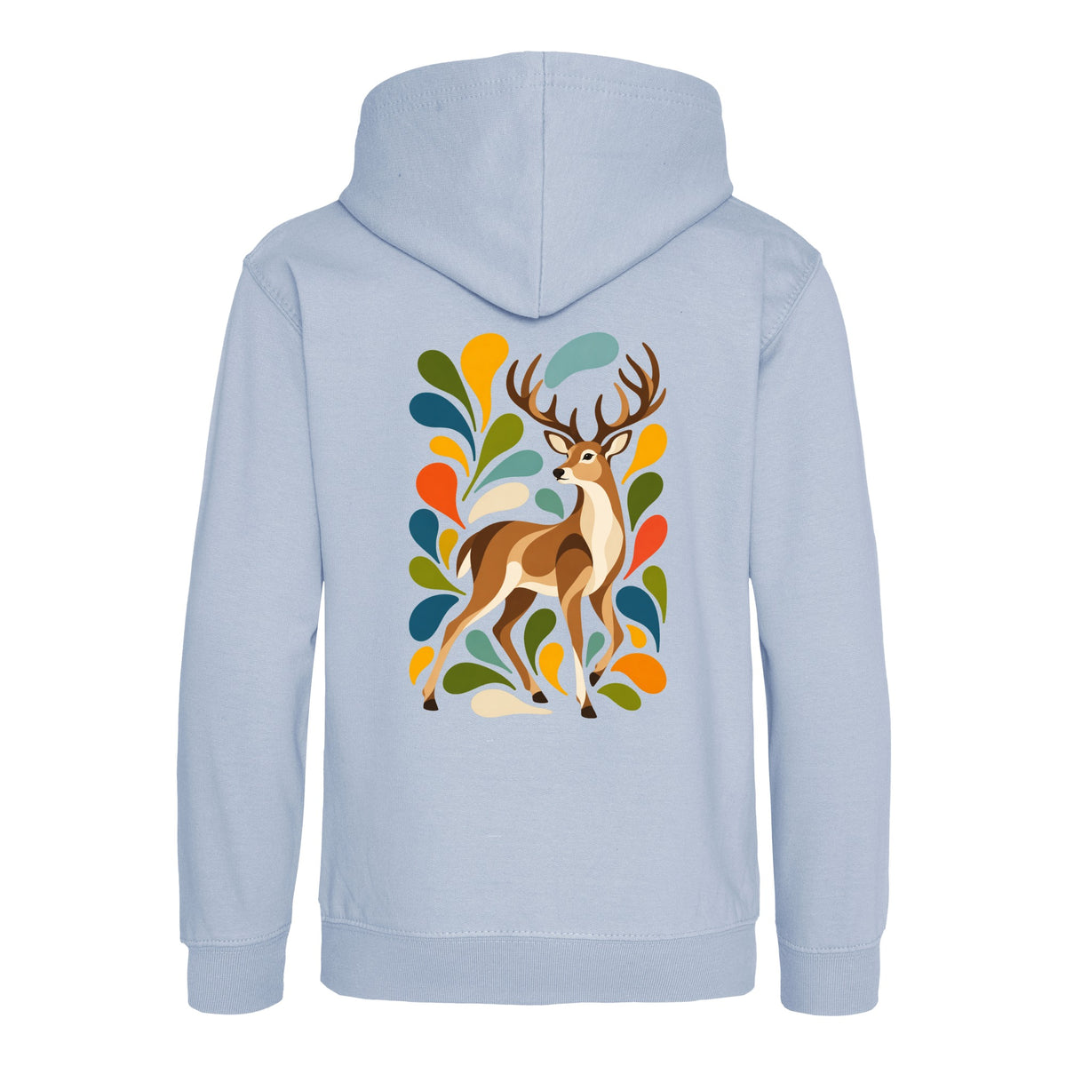 Woodland Majesty Kids' Hoodie - Freeform Fauna Sky Blue colour variant image