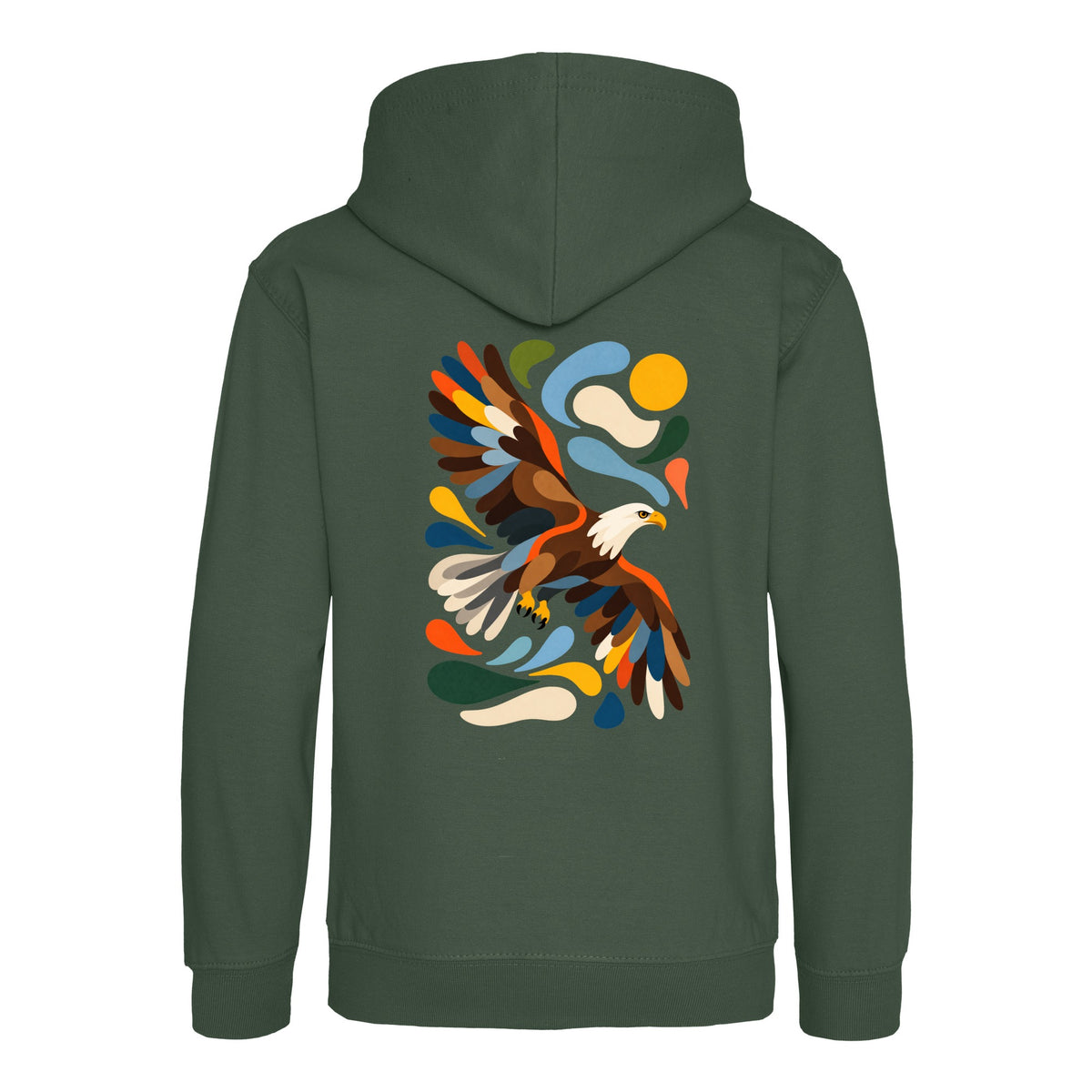 Skybound Spirit Kids' Hoodie - Freeform Fauna Bottle Green colour variant image