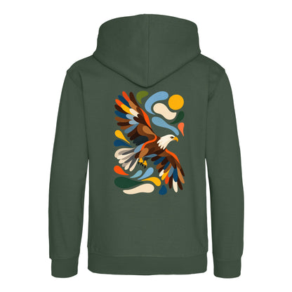 Skybound Spirit Kids' Hoodie - Freeform Fauna Bottle Green colour variant image