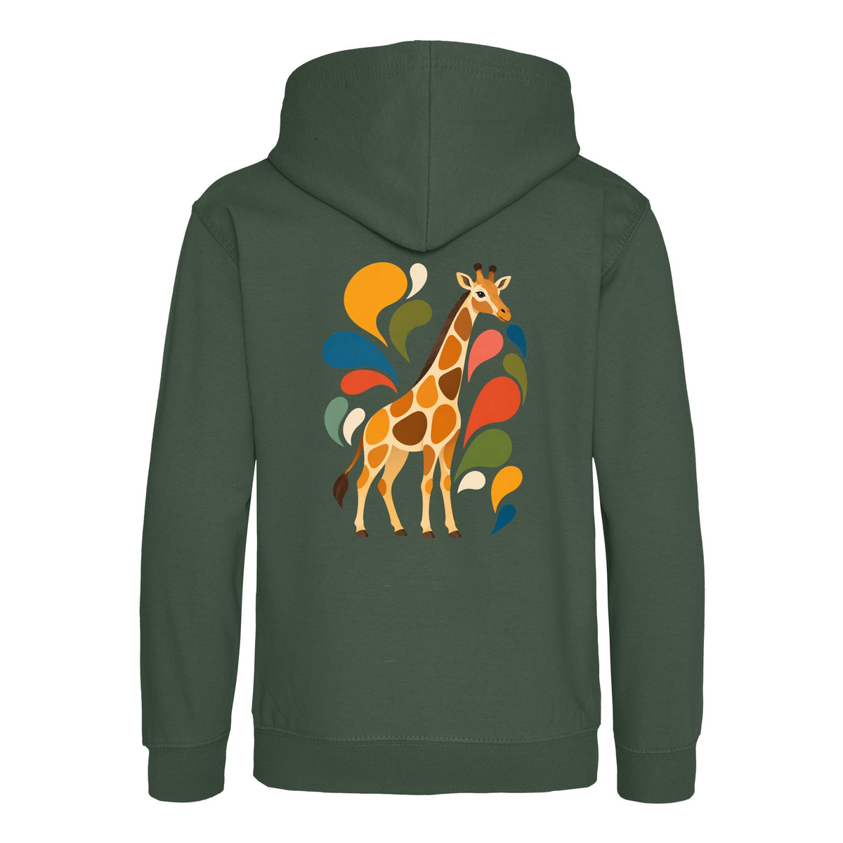 Sunlit Safari Kids' Hoodie - Freeform Fauna Bottle Green colour variant image