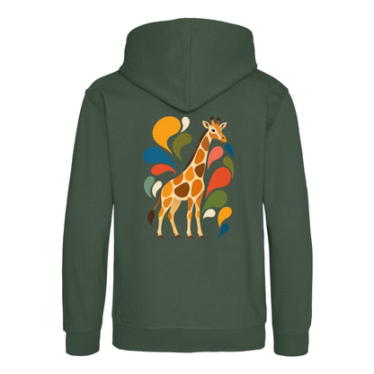 Sunlit Safari Kids' Hoodie - Freeform Fauna Bottle Green colour variant image
