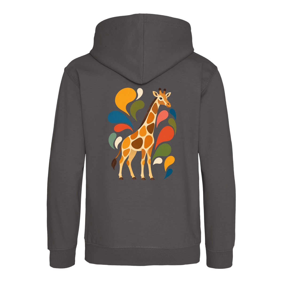 Sunlit Safari Kids' Hoodie - Freeform Fauna Charcoal colour variant image