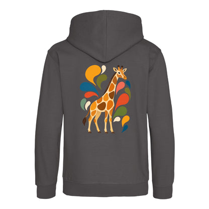 Sunlit Safari Kids' Hoodie - Freeform Fauna Charcoal colour variant image