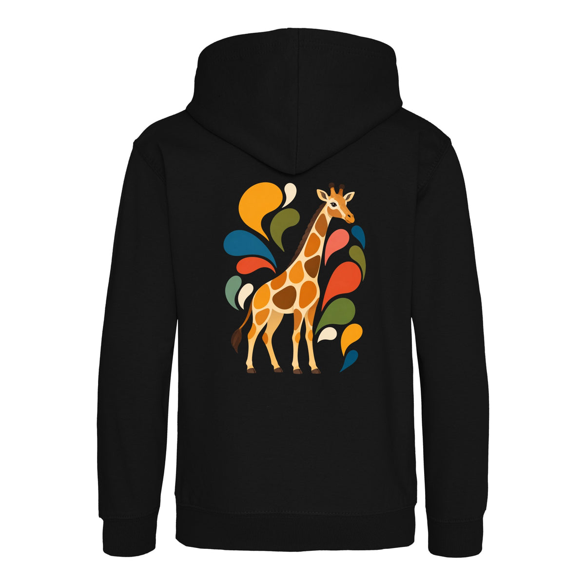 Sunlit Safari Kids' Hoodie - Freeform Fauna Deep Black colour variant image