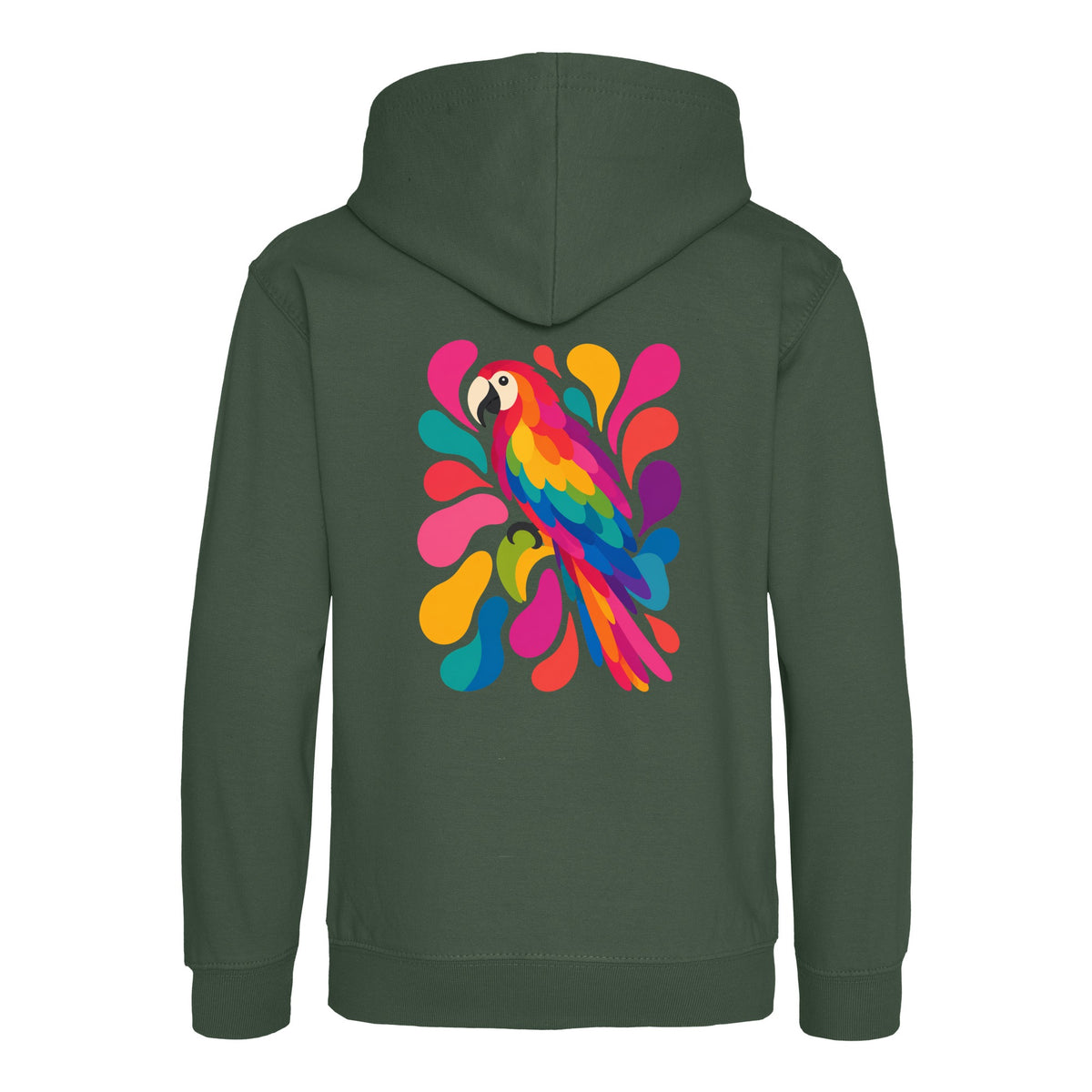 Tropical Burst Kids' Hoodie - Freeform Fauna Bottle Green colour variant image