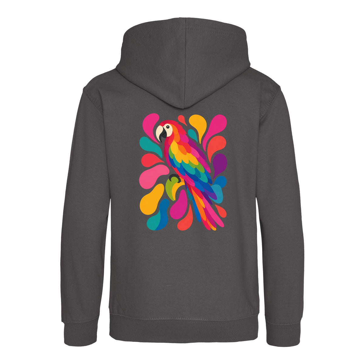 Tropical Burst Kids' Hoodie - Freeform Fauna Charcoal colour variant image