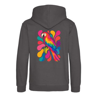 Tropical Burst Kids' Hoodie - Freeform Fauna Charcoal colour variant image