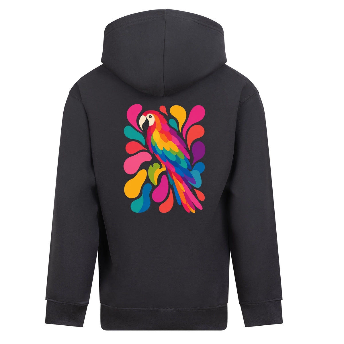 Tropical Burst Kids' Hoodie - Freeform Fauna Solid Charcoal colour variant image