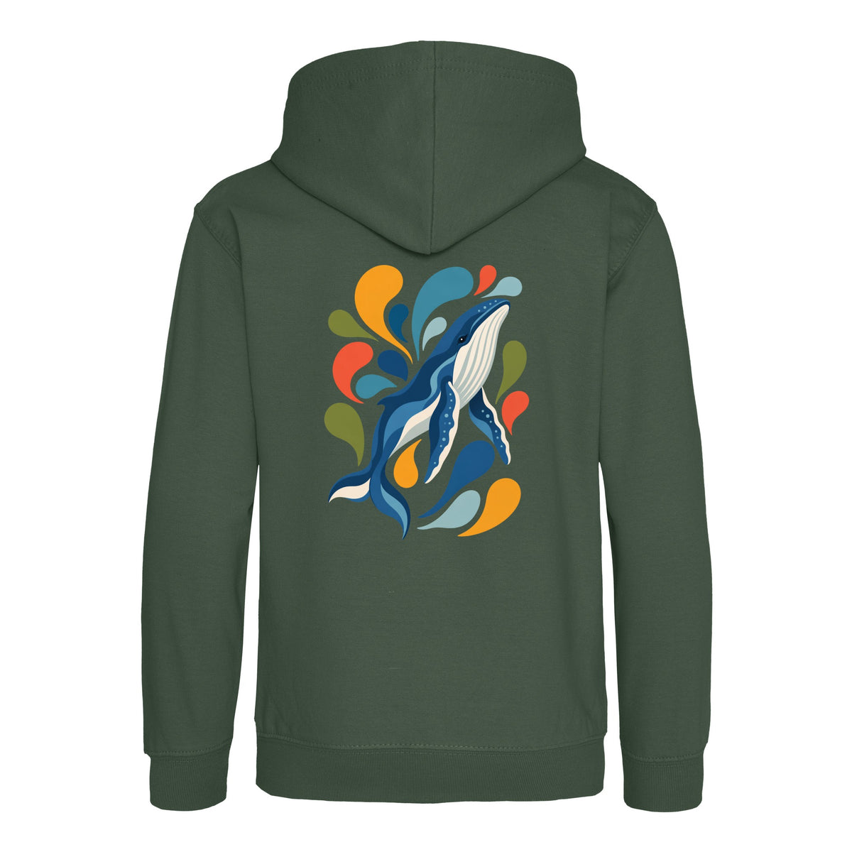 Ocean Song Kids' Hoodie - Freeform Fauna Bottle Green colour variant image