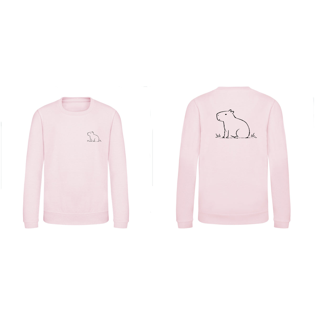 Calm Capybara Kids' Sweatshirt - Wild Lines Baby Pink colour variant image