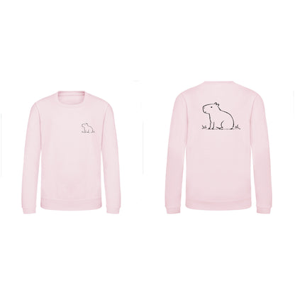 Calm Capybara Kids' Sweatshirt - Wild Lines Baby Pink colour variant image