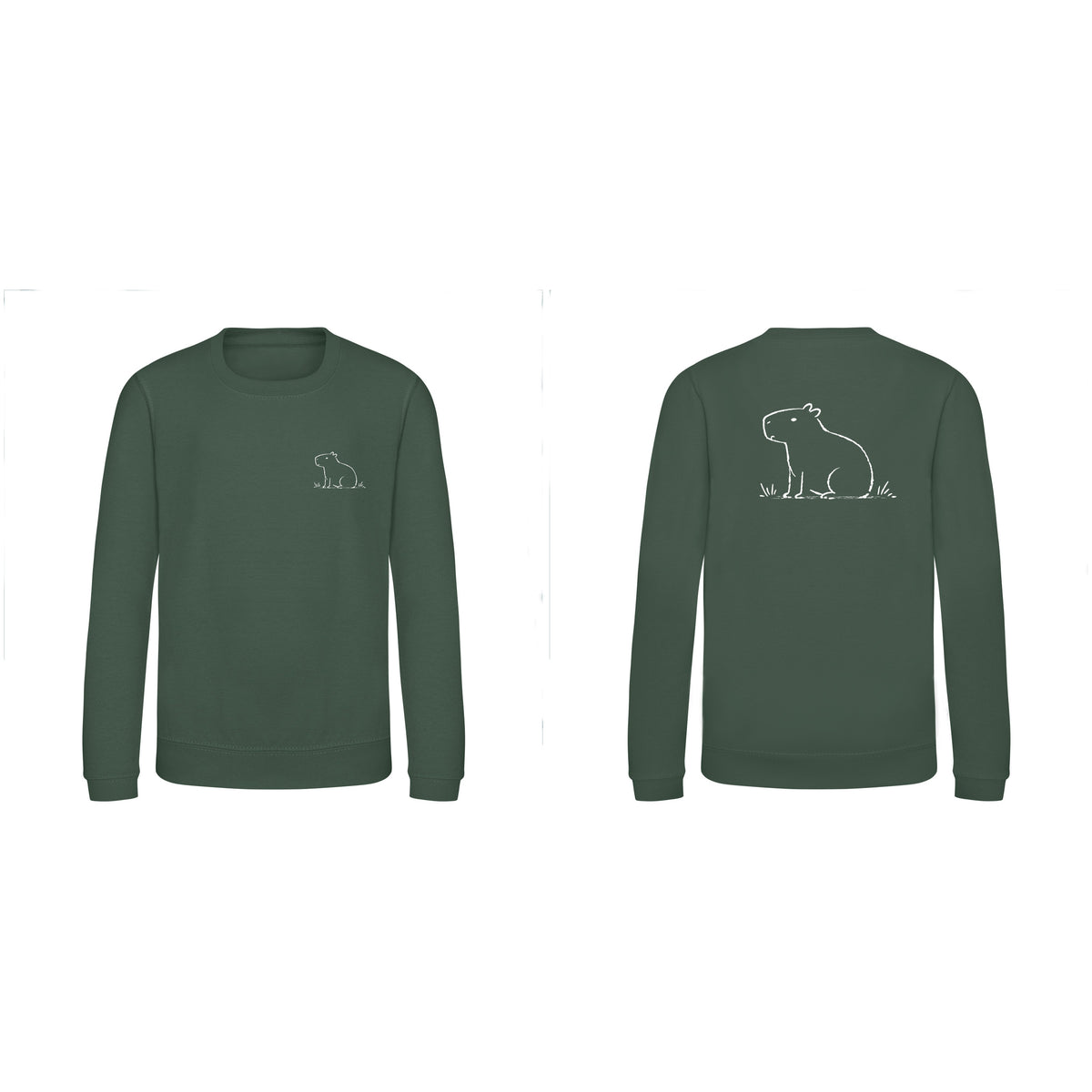 Calm Capybara Kids' Sweatshirt - Wild Lines Bottle Green colour variant image