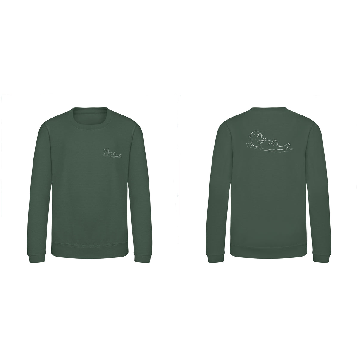 Floating Otter Kids' Sweatshirt - Wild Lines Bottle Green colour variant image