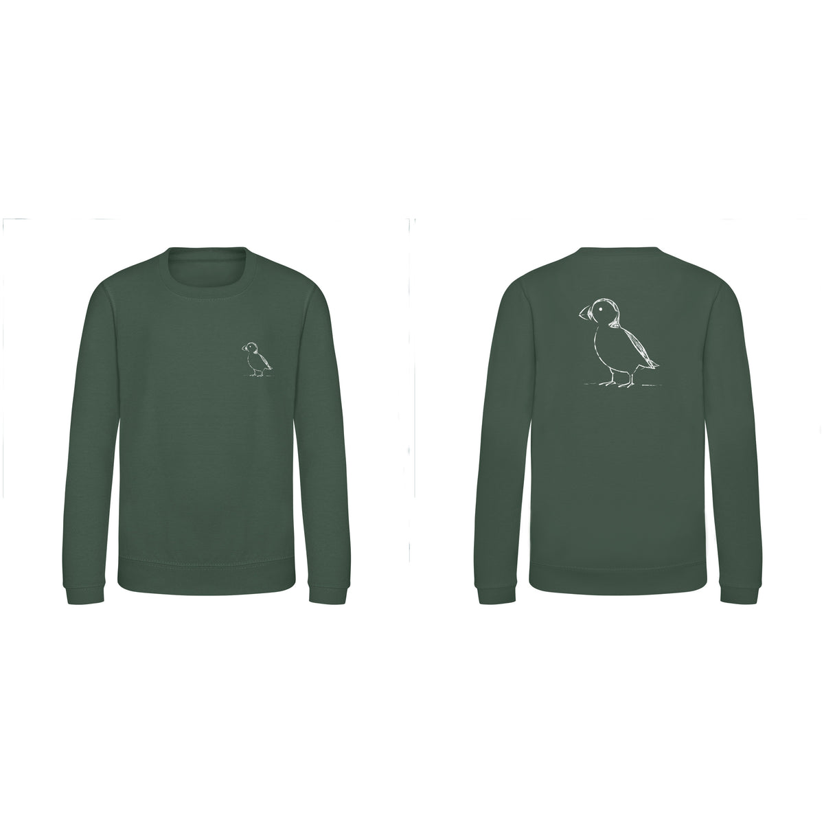Proud Puffin Kids' Sweatshirt - Wild Lines Bottle Green colour variant image
