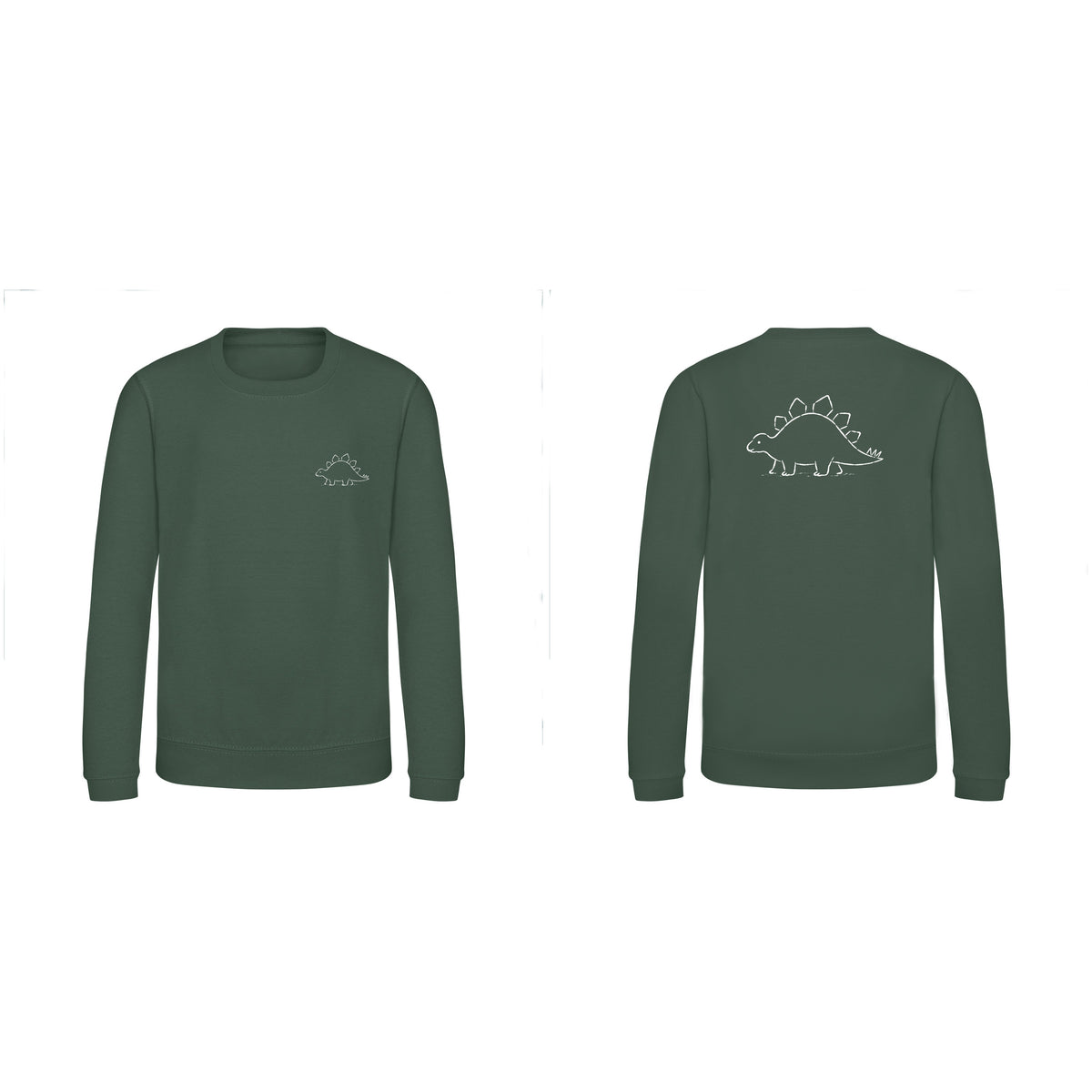 Stepping Stegosaurus Kids' Sweatshirt - Wild Lines Bottle Green colour variant image