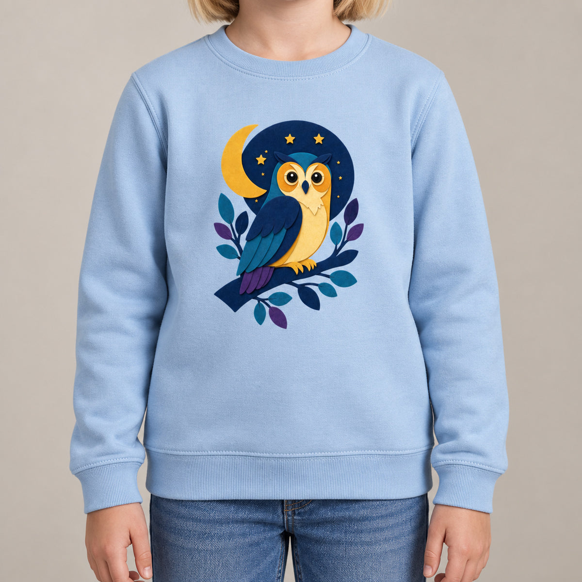 Owl in the Moonlight Kids' Sweatshirt - Felt & Fauna lead image