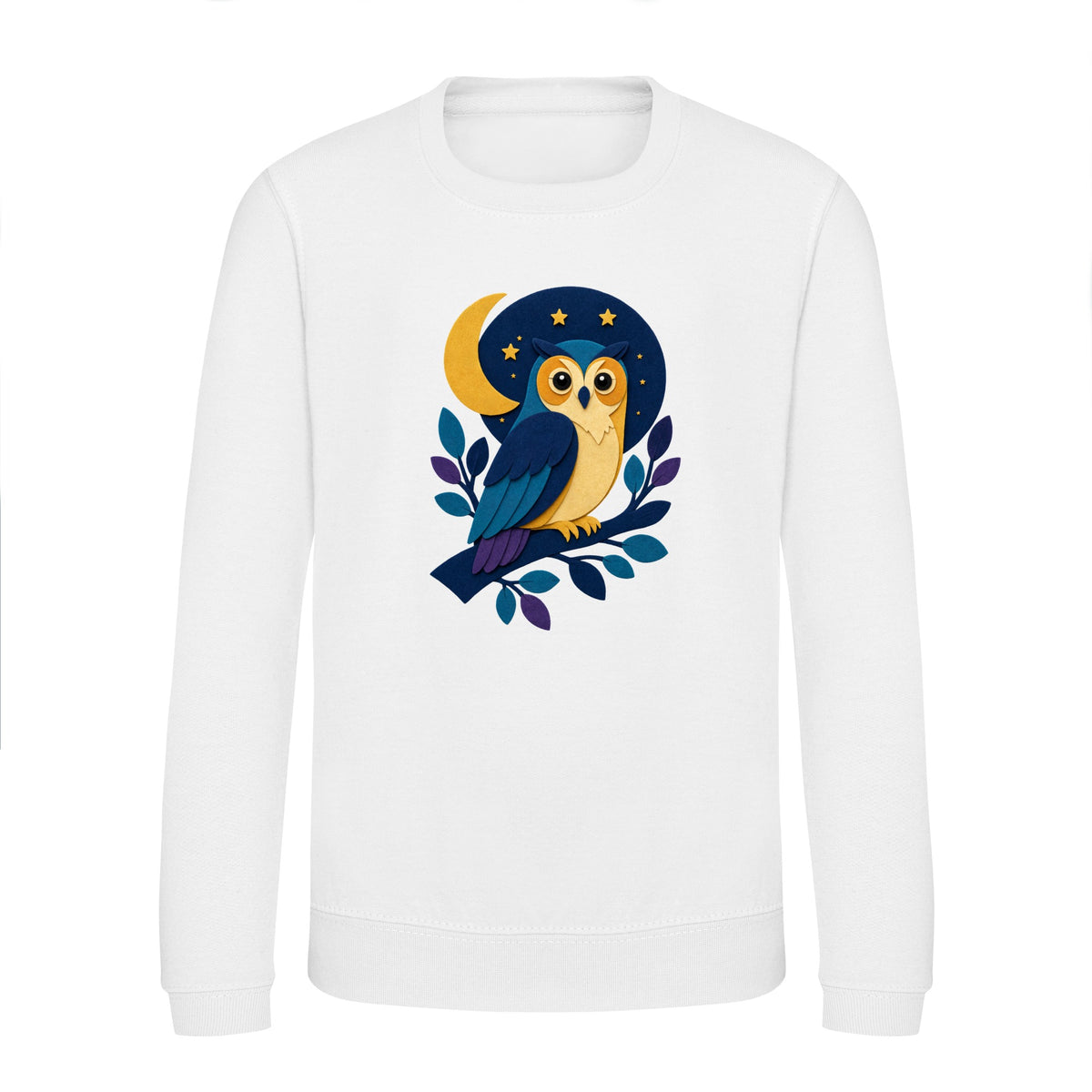 Owl in the Moonlight Kids' Sweatshirt - Felt & Fauna Arctic White colour variant image