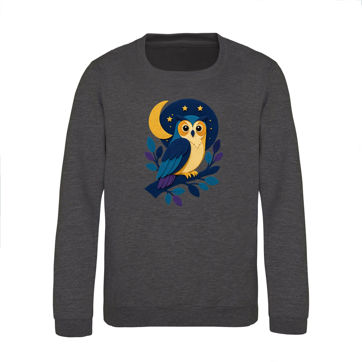 Owl in the Moonlight Kids' Sweatshirt - Felt & Fauna Charcoal colour variant image