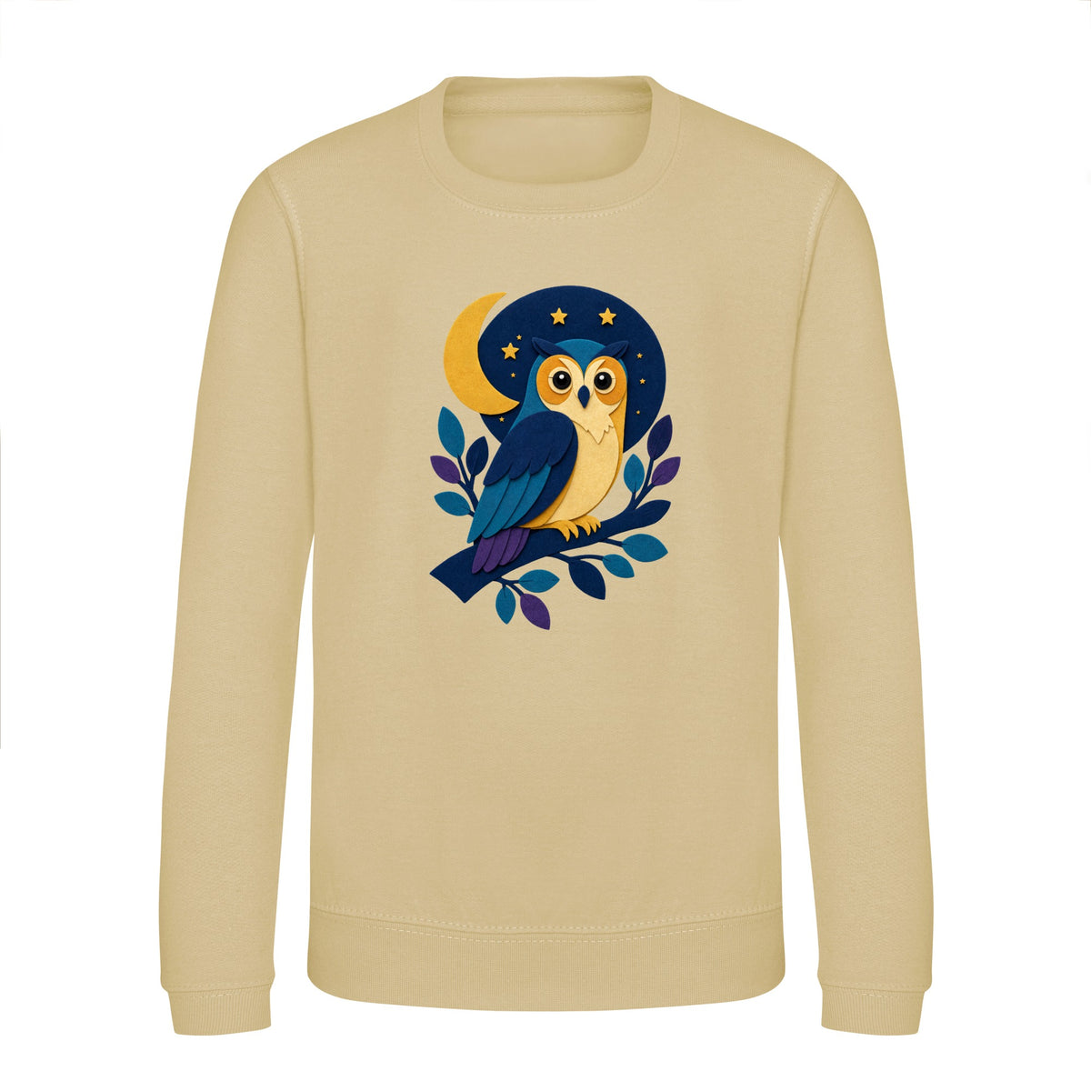 Owl in the Moonlight Kids' Sweatshirt - Felt & Fauna Desert Sand colour variant image