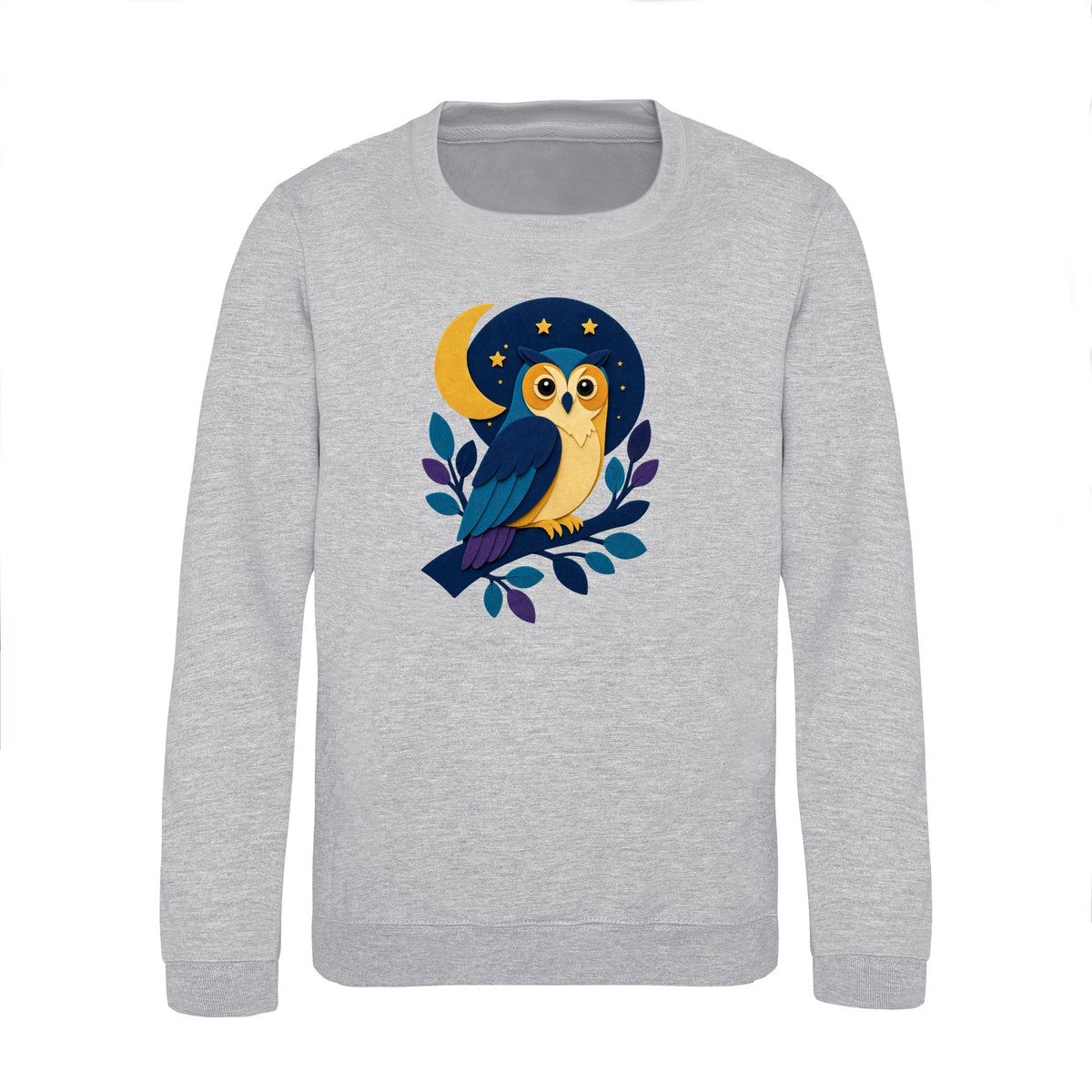 Owl in the Moonlight Kids' Sweatshirt - Felt & Fauna Heather Grey colour variant image
